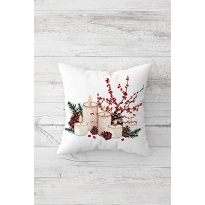 Yılbaşı Mumları Çift Tarafı Baskılı Gizli Fermuarlı Yastık Kılıfı Kırlent Koltuk Yastık Kılıfı