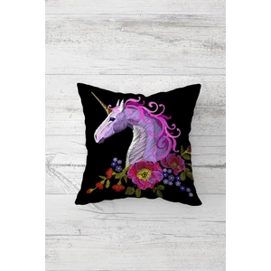 Ünicorn At Desenli Çift Tarafı Baskılı Gizli Fermuarlı Yastık Kılıfı Kırlent Koltuk Yastık Kılıfı