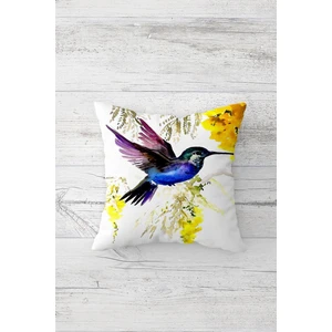 Sinek Kuşlu Çiçekli Çift Tarafı Baskılı Gizli Fermuarlı Yastık Kılıfı Kırlent Koltuk Yastık Kılıfı