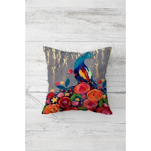 Çiçekler ve Kuş Desenli Çift Tarafı Baskı Gizli Fermuarlı Yastık Kılıfı Kırlent Koltuk Yastık Kılıfı