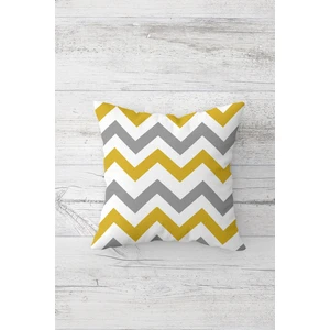 Sarı Gri Beyaz Zigzag Çift Tarafı Baskılı Gizli Fermuarlı Yastık Kılıfı Kırlent Koltuk Yastık Kılıfı