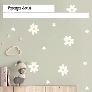 Lizpo Decor Çiçekli Papatya Duvar Dekorasyon Pembeli Boho Beyaz