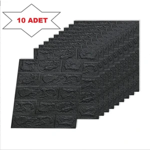 Renkli Duvarlar 10 Adet 35X38CM Siyah Kendinden Yapışkanlı Duvar Kağıdı Esnek Köpük Panel 3D Tuğla Desen