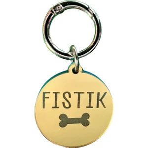 Jespawty Sarı Aynalı Yuvarlak Isimli Kedi Köpek Künyesi (Kendi Künyeni Tasarla)