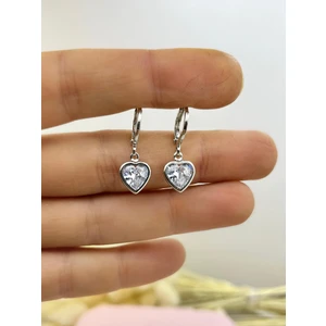 Ares Collection Zirkon Taşlı Sallantılı Kalpli Halka Küpe