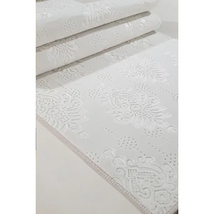 Kaymaz Tabanlı Kesme Kabartmalı Salon Koridor Mutfak Hali Krem Yolluk Ymr 9025 Krem