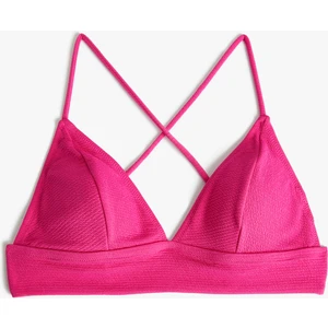 Üçgen Bikini Üstü Dokulu Çapraz Askılı Kaplı