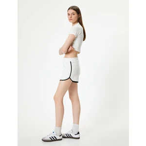 Mini Şort Renk Kontrastlı Pamuklu Beli Lastikli