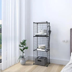 3 Bölmeli Tel Küp Çok Amaçlı Organizer Raf Siyah 33CM Mutfak, Oyuncak, Kiler, Depolama Rafı