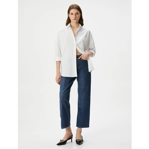 Straight Jean Kot Pantolon Düz Paça Esnemeyen Pamuklu Cepli - Eve Jean