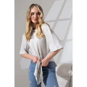 Oversize Yırtmaçlı Raporlu Tunik T-Shirt 21493 Karmelanj