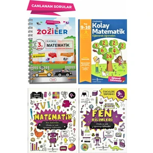 3.Sınıf (4lü Set) Matematik Canlanan Soru Bankası, Fen Bilgisi, Ödevlere Yardımcı Matematik Kitabı, Kolay Matematik
