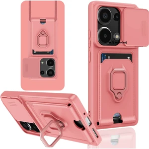 M.TK Moveteck Xiaomi Redmi Note 13 Pro 4g Uyumlu Kılıf Kamera Korumalı Yüzüklü Kartvizit Ip Askılı Zuma Silikon