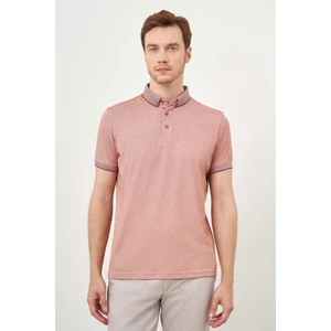 Erkek Kiremit Trend Merserize Düz Düğmeli Yaka Dynamic Fit T-Shirt