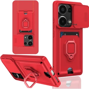M.TK Moveteck Xiaomi Redmi Note 13 Pro 5g Uyumlu Kılıf Kamera Lens Sürgülü Korumalı Yüzüklü Kartvizit Bölmeli Ip Askılı Zuma Silikon