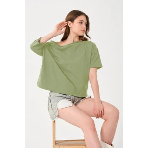 Kadın Düşük Omuz Detaylı Oversize T-Shirt