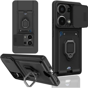 M.TK Moveteck Xiaomi Redmi Note 13 Pro 5g Uyumlu Kılıf Kamera Lens Sürgülü Korumalı Yüzüklü Kartvizit Bölmeli Ip Askılı Zuma Silikon