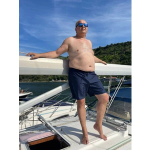 Miami Beach Erkek Büyük Beden Lacivert Hızlı Kuruyan Kumaş Tek Arka Cepli Standart Boy Mayo Deniz Şortu