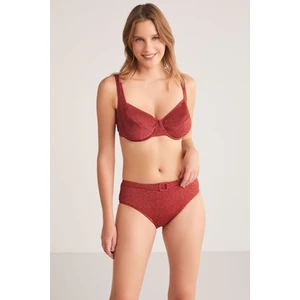 Kapsız Telli Simli Kumaş Yüksek Bel Neımal Toparlayıcı Bikini Takımı
