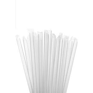Şeffaf Bubble Tea Pipet Jelatin Sargılı 12mm x 22cm 50 Adet