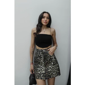 Siyah Eva Askılı Crop Top