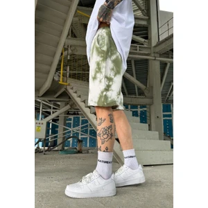 Unisex Oversize Acid Wash Batik Desenli Cepli Şort