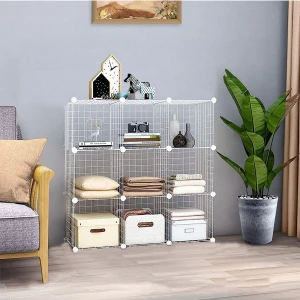 9 Bölmeli Tel Küp Çok Amaçlı Organizer Raf Beyaz 33CM Mutfak, Oyuncak, Kiler, Depolama Rafı