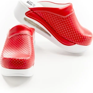 Kırmızı Delikli Airmax Taban Hakiki Deri Sabo Terlik