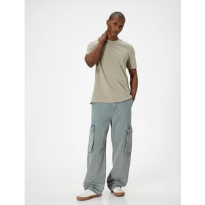 Bol Kot Pantolon Kargo Cepli Düğmeli Geniş Paça