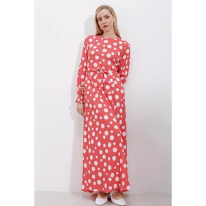 1525 Örme Tesettür Elbise - Y.pembe