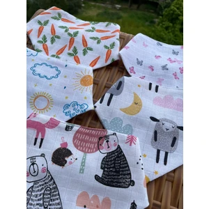 - %100 Organik Pamuk, Bebek Mama Önlüğü, Muslin Fular, 5'li Set