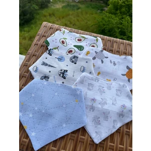 - %100 Organik Pamuk, Bebek Mama Önlüğü, Muslin Fular, 5'li Set