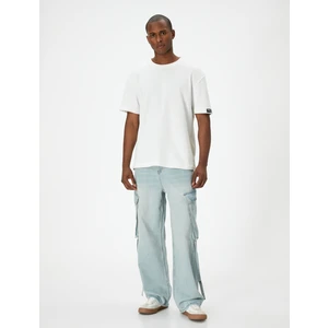 Bol Kot Pantolon Kargo Cepli Düğmeli Geniş Paça