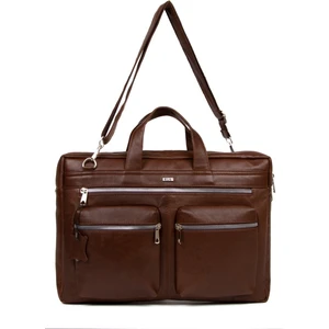 Newish Polo Erkek Kahverengi Hakiki Deri Evrak ve Bilgisayar Laptop Çantası newpolo005