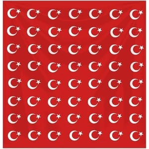 Herşey Nota Ay Yıldız Kırmızı Fular Bandana