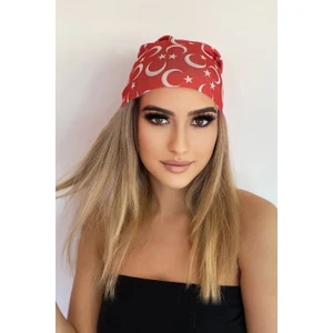 Herşey Nota Kırmızı Renk Ay Yıldız Desenli Buff Unisex %100 Pamuk
