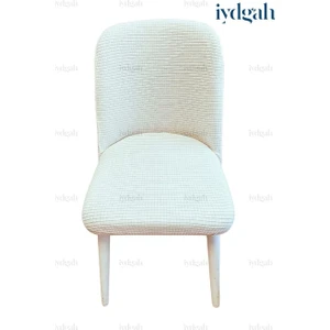 Büyük Oval Likralı Sandalye Kılıfı Yıkanabilir Streç Lastikli Bambu Sandalye Örtüsü 1 Adet Krem Renk