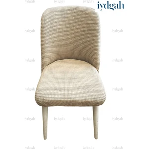 Büyük Oval Likralı Sandalye Kılıfı Yıkanabilir Streç Lastikli Bambu Sandalye Örtüsü 1 Adet Vizon Renk