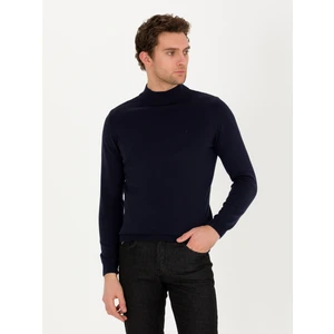 Erkek Lacivert Slim Fit Yarım Balıkçı Basic Triko Kazak 50257392-VR033