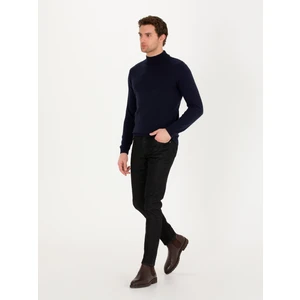 Erkek Lacivert Slim Fit Pamuk Karışımlı Yarım Balıkçı Basic Triko Kazak 50257392-VR033