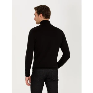 Erkek Siyah Slim Fit Pamuk Karışımlı Balıkçı Yaka Basic Triko Kazak 50257385-VR046