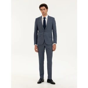 Erkek Mavi Slim Fit Kareli Takım Elbise 50287888-VR036