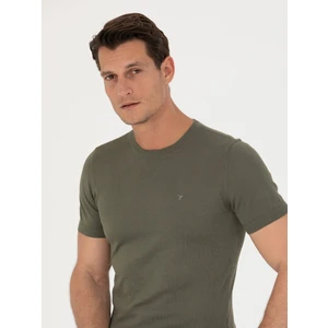 Erkek Haki Slim Fit Bisiklet Yaka Triko T-Shirt 50267842-VR027