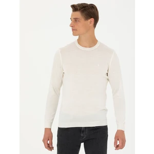 Erkek Beyaz Slim Fit Bisiklet Yaka Basic Triko Kazak 50270174-VR013