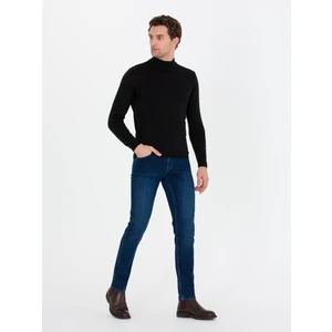 Erkek Siyah Slim Fit Yarım Balıkçı Basic Triko Kazak 50257392-VR046