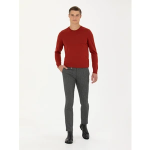 Erkek Koyu Kiremit Slim Fit Bisiklet Yaka Triko Kazak 50270174-VR206