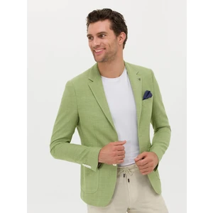 Erkek Yeşil Slim Fit Yün Keten Karışımlı Ceket 50264777-VR087