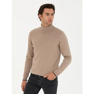 Erkek Camel Slim Fit Balıkçı Yaka Basic Triko Kazak 50258919-VR015