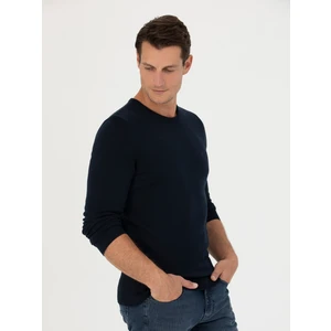 Erkek Lacivert Slim Fit Bisiklet Yaka Triko Kazak 50270175-VR033