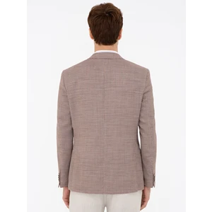 Erkek Kahverengi Slim Fit Yün Keten Ceket 50233097-VR163
